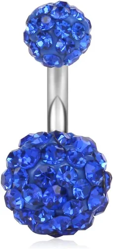 Miniatura 19 de Ruifan 14G 0.236 in 1/4 pulgadas 316L Acero quirúrgico cristal ferido CZ corto ombligo aretes de ombligo anillos de botón 4-6 piezas