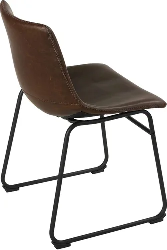 Miniatura 5 de Cortesi Home Casablanca - Silla de comedor de piel sintética marrón envejecida (juego de 2)