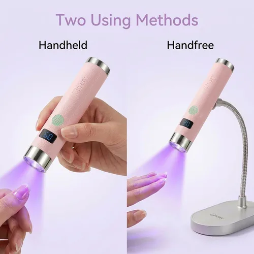 Miniatura 3 de Linssy - Mini luz UV para uñas con sensor automático y soporte de cuello de cisne, lámpara de uñas inalámbrica portátil con pantalla LCD, luz UV