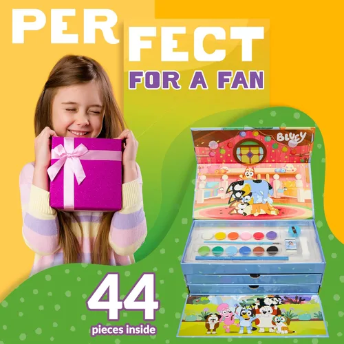 Miniatura 3 de Bluey Lápices de colores suministros de arte para niños y niñas, kit de dibujo, pintura, suministros escolares, kit de arte, estuche de viaje, Azul
