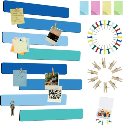Miniatura 34 de Vuzvuv 8 tiras para tablón de anuncios con 50 chinchetas y 10 clips de madera, tablero de corcho autoadhesivo para pared, tablero de fieltro