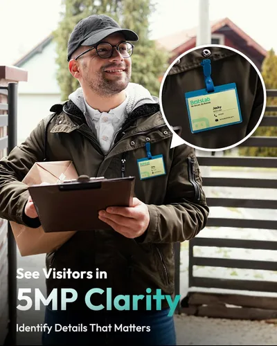Miniatura 4 de BOTSLAB Timbre de puerta inalámbrico, timbre de video de 5 MP con vista panorámica de 180°, campana de puerta alimentada por batería o con cable