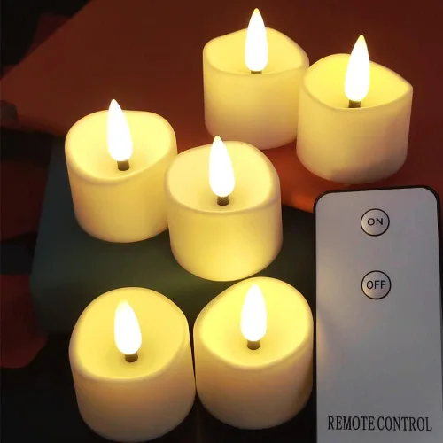 Miniatura 8 de Velas de luz LED a pilas, juego de 24, realistas y brillantes titilantes, duraderas 200 horas, operadas con pilas, sin llama, velas de luz LED
