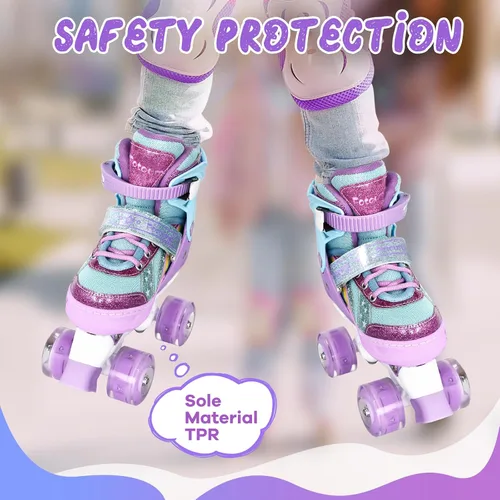 Miniatura 4 de Rainbow - Patines para niños pequeños, talla 4 ajustable, patines cuádruples iluminados para niñas y niños principiantes de 3 a 12 años