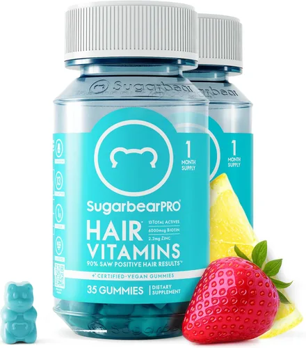 Sugarbear Hair - Gomitas de vitamina para el cabello, suministro de 2 meses, biotina de fuerza extra 6000mcg, crecimiento para hombres y mujeres,