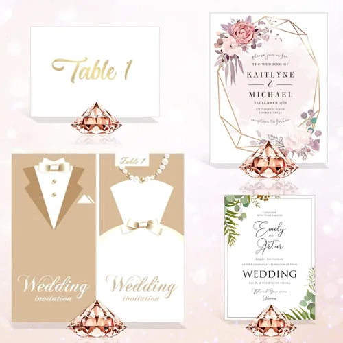Miniatura 3 de MTLEE Tarjeteros de 36 piezas de diamantes para colocar tarjetas de cristal acrílico en oro rosa Como se muestra en las imágenes