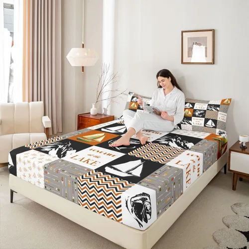 Miniatura 24 de Lake House - Sábana bajera ajustable tamaño individual, sábanas de anclaje náutico para niños, adolescentes, adultos, dormitorio, juego de ropa
