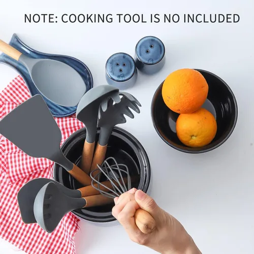 Miniatura 8 de HASENSE Soporte grande para utensilios de cocina de cerámica para encimera de cocina, organizador de utensilios de cocina de 7.1" para encimera