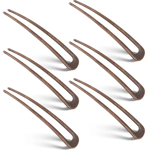 WILLBOND 6 horquillas francesas para el cabello para mujer, horquillas de metal de 4 pulgadas, en forma de U, 2 puntas, horquilla para el peinado de