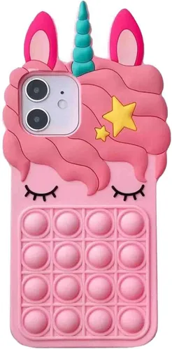 Miniatura 22 de Pop Case para iPhone 12/12 Pro, Funda de silicona con burbujas de gato negro afortunado de dibujos animados, brillo, estrellas, burbujas de arena