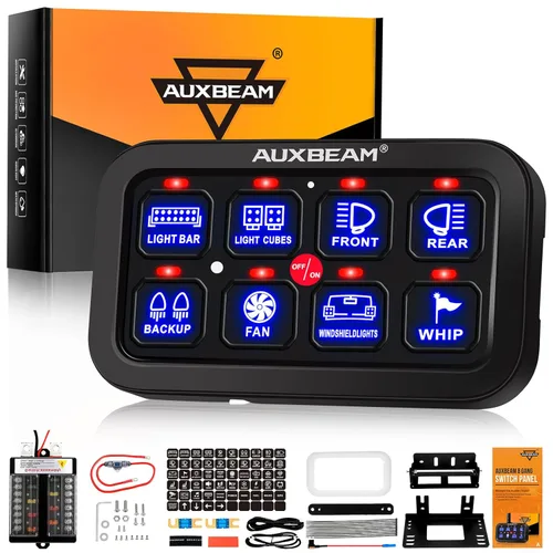 Miniatura 12 de Auxbeam Panel de interruptor de 6 bandas BC60, caja de sistema de relé de control de circuito universal con interruptor LED de encendido y apagado
