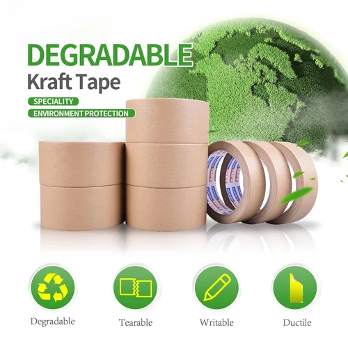 Miniatura 6 de Adhes - Cinta de embalaje de papel marrón biodegradable, 3 rollos de 2 pulgadas x 50 yardas, cinta de embalaje compostable y sin plástico, adhesivo