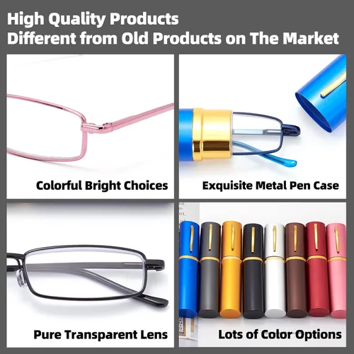 Miniatura 6 de Anteojos de lectura de bolsillo delgados para hombres y mujeres, lentes compactas súper transparentes, lentes con marco de metal con bisagra