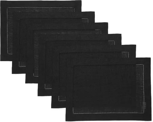 Miniatura 52 de Solino Home Juego de 4 manteles individuales de lino – Manteles individuales clásicos con vainica azul cielo de 14 x 19 pulgadas – manteles 09: Azul