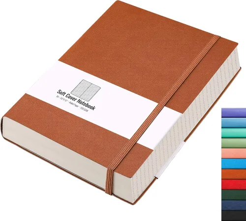 Miniatura 28 de AHGXG Cuaderno rayado – 320 páginas numeradas grande B5 grueso diario universitario rayado, papel rayado grueso de 100gsm, tapa blanda de piel Azul