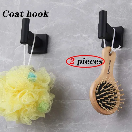 Miniatura 3 de GERZWY Gancho para ropa de baño, color negro mate, SUS 304, de acero inoxidable, para baño, cocina, garaje, resistente, contemporáneo, estilo hotel