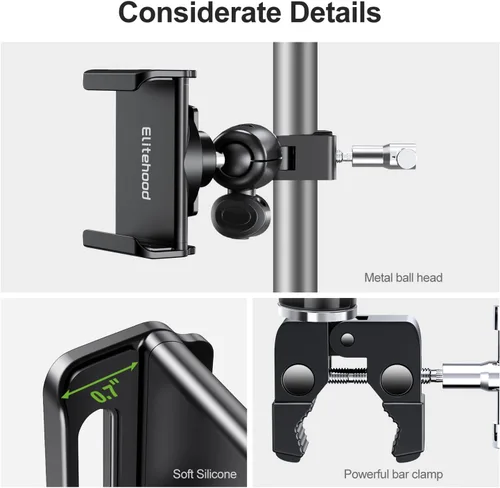 Miniatura 6 de elitehood Soporte y soporte giratorio para teléfono con inclinación de 360 grados, ajustable para micrófono Music Boom y todos los iPhone, teléfono