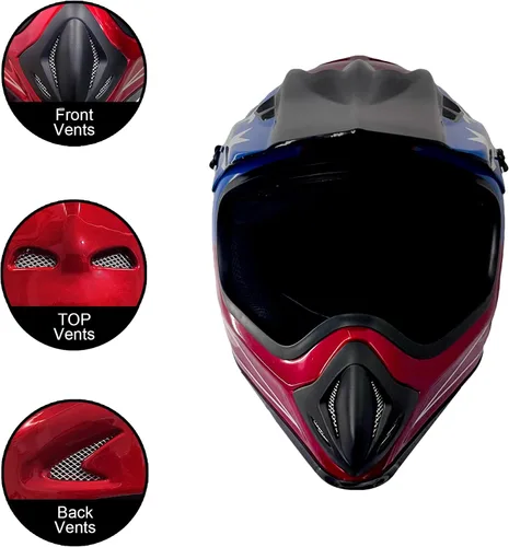 Miniatura 2 de KRN Casco todoterreno para adultos, casco ATV aprobado por DOT, casco de motocross dirt bike para motocicleta KY-128