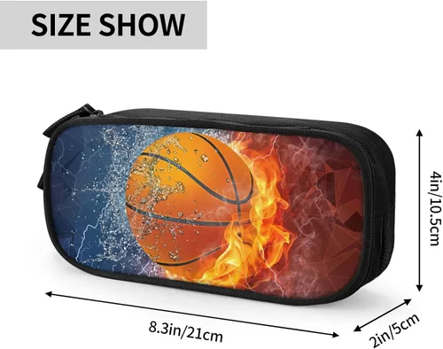 Miniatura 3 de Estuche para lápices de baloncesto para niños y niñas, estuche negro fresco de alta capacidad con cremalleras, caja de lápices deportiva