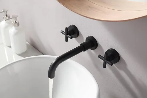 Miniatura 3 de SITGES Grifo de baño negro mate, grifo de lavabo de baño de doble manija y válvula áspera incluida (negro mate)