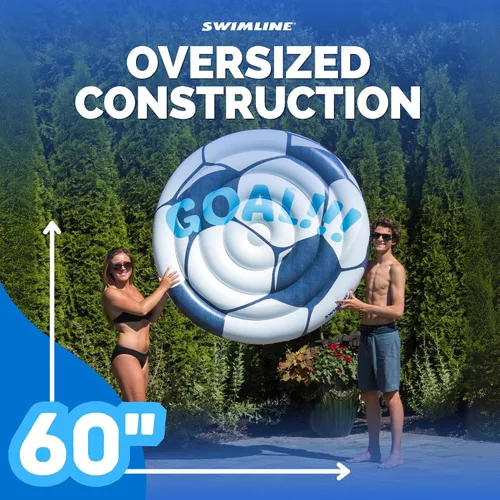Miniatura 6 de Swimline Flotador Inflable Montable para Piscina con Balón de Fútbol Azul/Blanco, 60" Deportes (Fútbol)