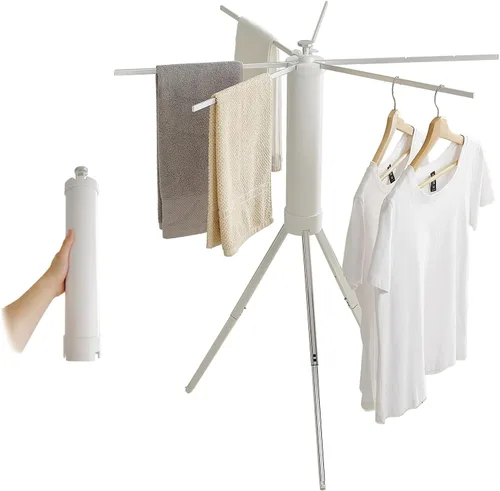 Miniatura 18 de JOOM Trípode de Secado de Ropa, Perchero Portátil y Plegable para Ahorro de Espacio, Perchero de Secado de Ropa para Lavandería - Perchero de Ropa