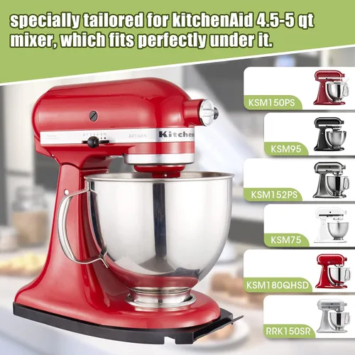 Miniatura 4 de Bandeja deslizante para mezclador para Kitchenaid 4.5-5 Qt con cabeza inclinada - Bandeja rodante de metal para encimera de cocina, deslizador
