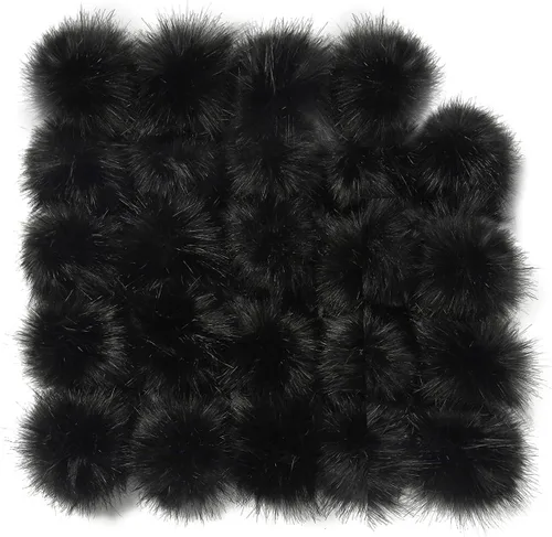 Miniatura 7 de 12 piezas de bolas de pompón de piel sintética con lazo elástico para sombreros, zapatos, bufandas, guantes, bolsas, llaveros, abalorios, accesorios
