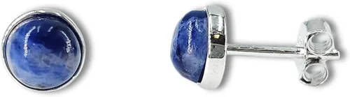 Miniatura 81 de Pendientes naturales de 0.236 in con chapado en oro blanco sobre plata de ley, bisel cabujón de piedras preciosas regalo de joyería para ella