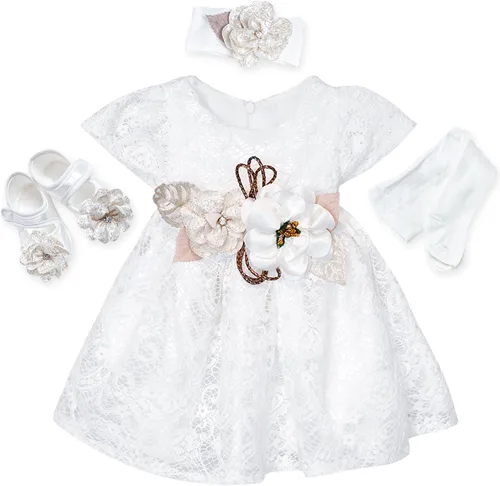 Vestido de niña recién nacida, bautizo, vestido blanco bordado de encaje para bebé 0-3, vestido de niña de flores recién nacidas