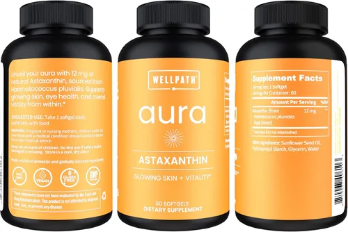 Miniatura 8 de Suplementos de astaxantina de 12 mg Cápsulas blandas veganas de astaxantina de microalgas Antioxidante para hidratación de la piel, elasticidad