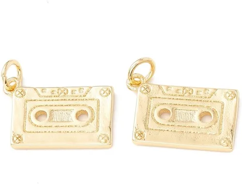 DanLingJewelry 10 dijes de casete retro de color dorado de latón para hacer joyas, collares, pulseras, Metal no precioso., No es una piedra preciosa