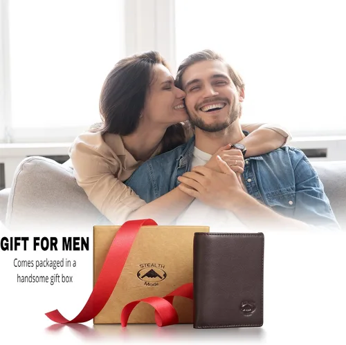 Miniatura 57 de Stealth Mode Cartera de cuero triple RFID para hombres con soporte de identificación abatible (negro)