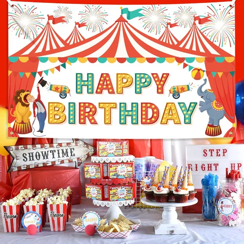 Miniatura 3 de KatchOn, Cartel de feliz cumpleaños de Carnaval XtraLarge - 72 x 44 pulgadas Decoraciones de fiesta temática de carnaval Decoraciones de fiesta