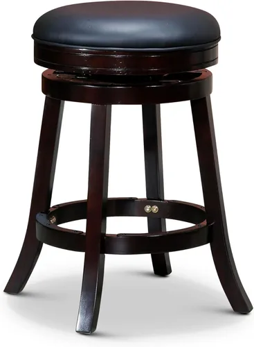 Miniatura 18 de DTY Indoor Living Creede - Taburetes de altura de mostrador de 26 pulgadas, giratorios sin espalda, acabado cereza con asiento de cuero de hueso