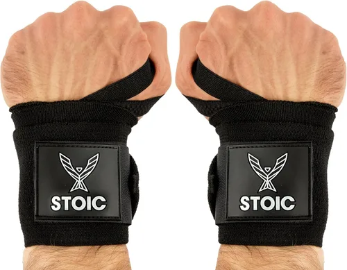Stoic Muñequeras para levantamiento de pesas, levantamiento de pesas, entrenamiento cruzado, culturismo con bucle para el pulgar. para entrenamiento