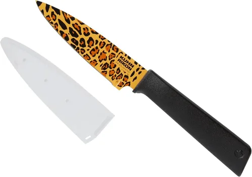 Miniatura 6 de Kuhn Rikon Colori+ Cuchillo de pelar recto antiadherente con funda de seguridad, hoja de 4 pulgadas/4.0 in, color verde camuflaje verde (camo green)