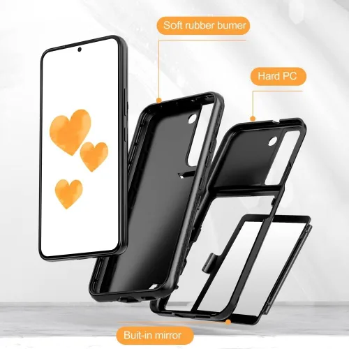Miniatura 3 de Funda para Samsung Galaxy S25, Soporte De Tarjeta Kickstand Espejo Incorporado Protección Resistente A Prueba De Golpes Para Samsung Galaxy S25 6.2
