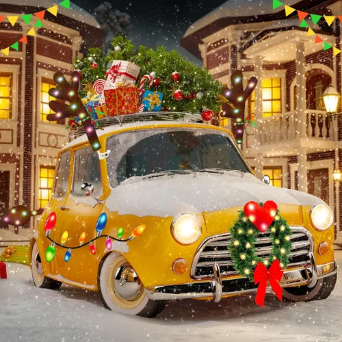 Miniatura 2 de Paquete de 3 cuernos de reno de Navidad para coche con luces LED, decoraciones de coche de Navidad, corona de Navidad iluminada, imanes reflectantes
