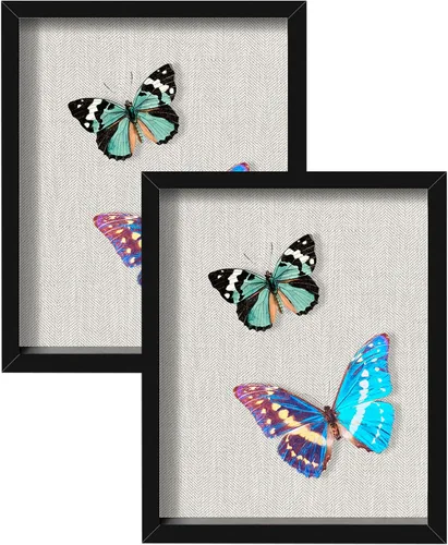 Miniatura 44 de Marco de caja de sombra pequeña de 5 x 5 con parte trasera de lino, resistente vitrina de memoria de flores, imágenes, medallas y más, color negro