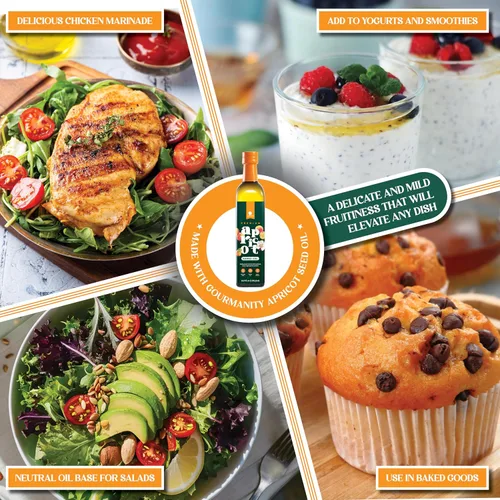 Miniatura 4 de Gourmanity Aceite de semilla de albaricoque, ideal para freír y cuidar la piel con vitamina E natural, aceite de albaricoque sin colesterol para una
