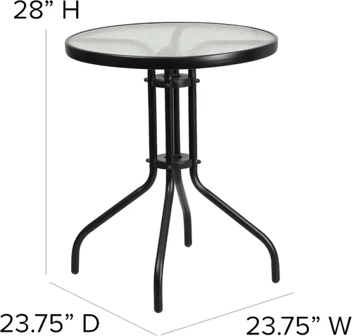 Miniatura 3 de Flash Furniture Bellamy - Mesa auxiliar redonda con marco de metal de vidrio templado para interiores y exteriores de 23.75 pulgadas