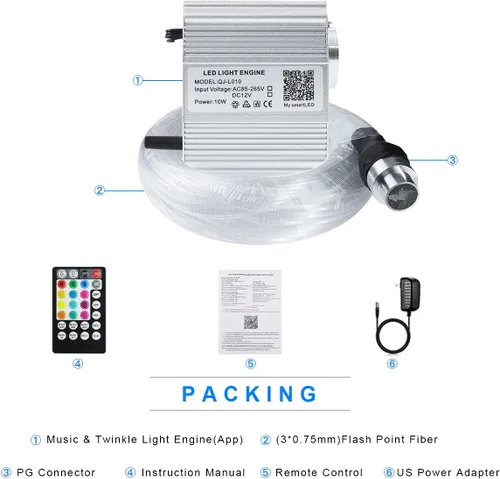 Miniatura 8 de AKEPO Luces sensoriales de fibra óptica para sala sensorial de autismo para niños, 10 W RGBW parpadeo+respuesta musical+control de aplicación