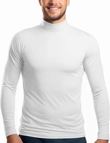 Miniatura 5 de Camisas de cuello alto falso para hombre, manga larga, ajuste delgado, cuello alto, básico, suéter térmico de capa base