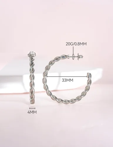 Miniatura 3 de Limerencia Aretes de aro hipoalergénicos G23 de titanio puro, grandes abiertos, ligeros, con circonita cúbica, para mujeres y niñas, orejas sensibles