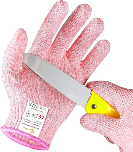 Miniatura 9 de Guantes Evridwear resistentes al corte para niños de 10 a 13 años, guantes de corte con protección de grado alimenticio nivel 5 para cocinar, Gris