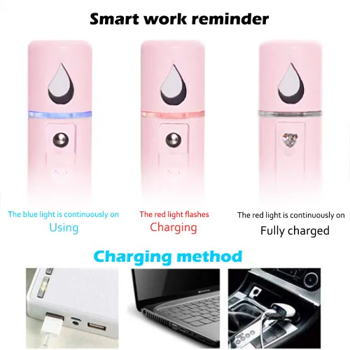 Miniatura 7 de Nano Facial Vapor Mist Spray Extensiones de pestañas Limpieza de poros Agua SPA Hidratante Rociador Facial Hidratante USB Recargable Mini