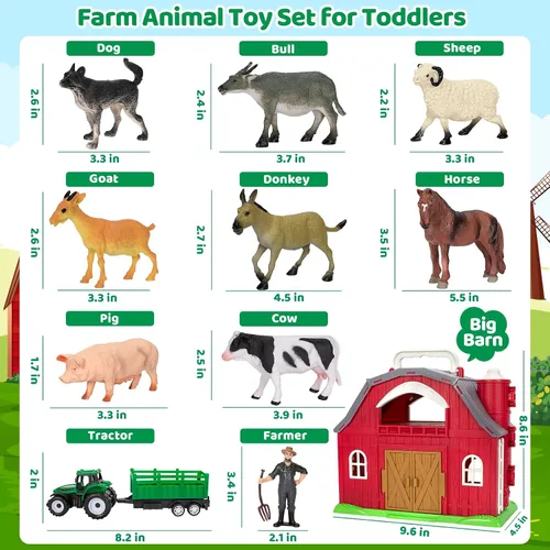 Miniatura 2 de Juguetes de Animales de Granja para Niñas y Niños Pequeños de 1, 2, 3, 4, 5 Años, Gran Granero Rojo de Granja con Figuras de Animales y Juguete