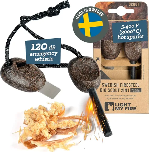 Light My Fire Pedernal Arrancador de Fuego Ferro Rod Herramienta de Supervivencia Scout — Acero de Fuego Equipo de Bushcraft — Kit de Arrancador de