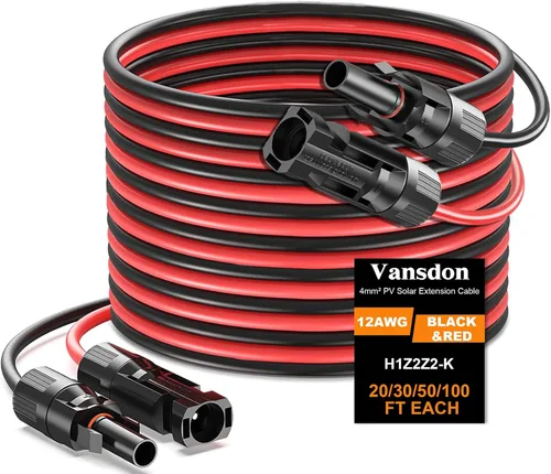 Miniatura 9 de Vansdon Cable de extensión de panel solar de 2 x 50 pies, cable solar de 10 AWG con conectores impermeables hembra y macho para RV, sistemas